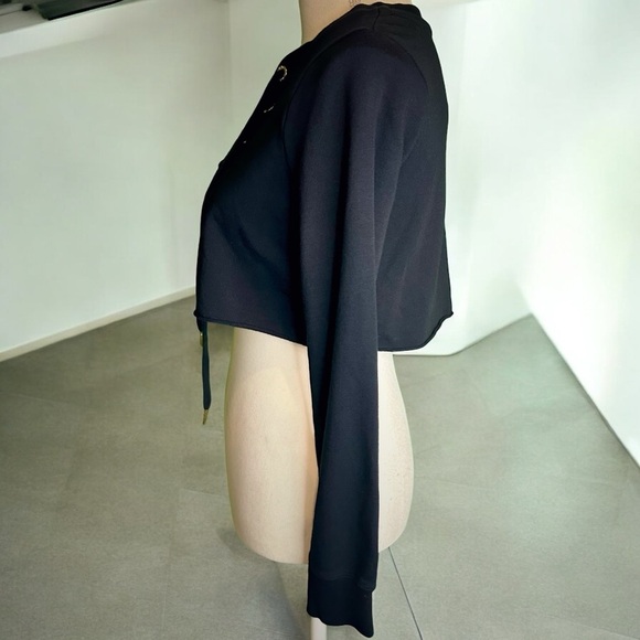 Calvin Klein Black Cropped Lace Up Sweatshirt Style Top Size XS - Picture 5 of 9